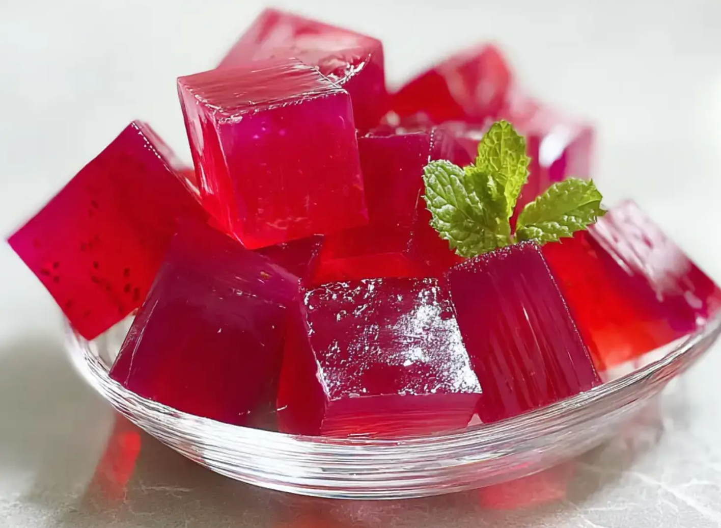 Ruby-red Horse Hooves Gelatin cubes showing pure collagen density
